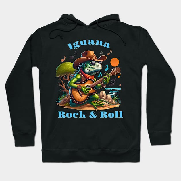 Iguana Serenading Swamp Dweller Rock Hoodie by coollooks